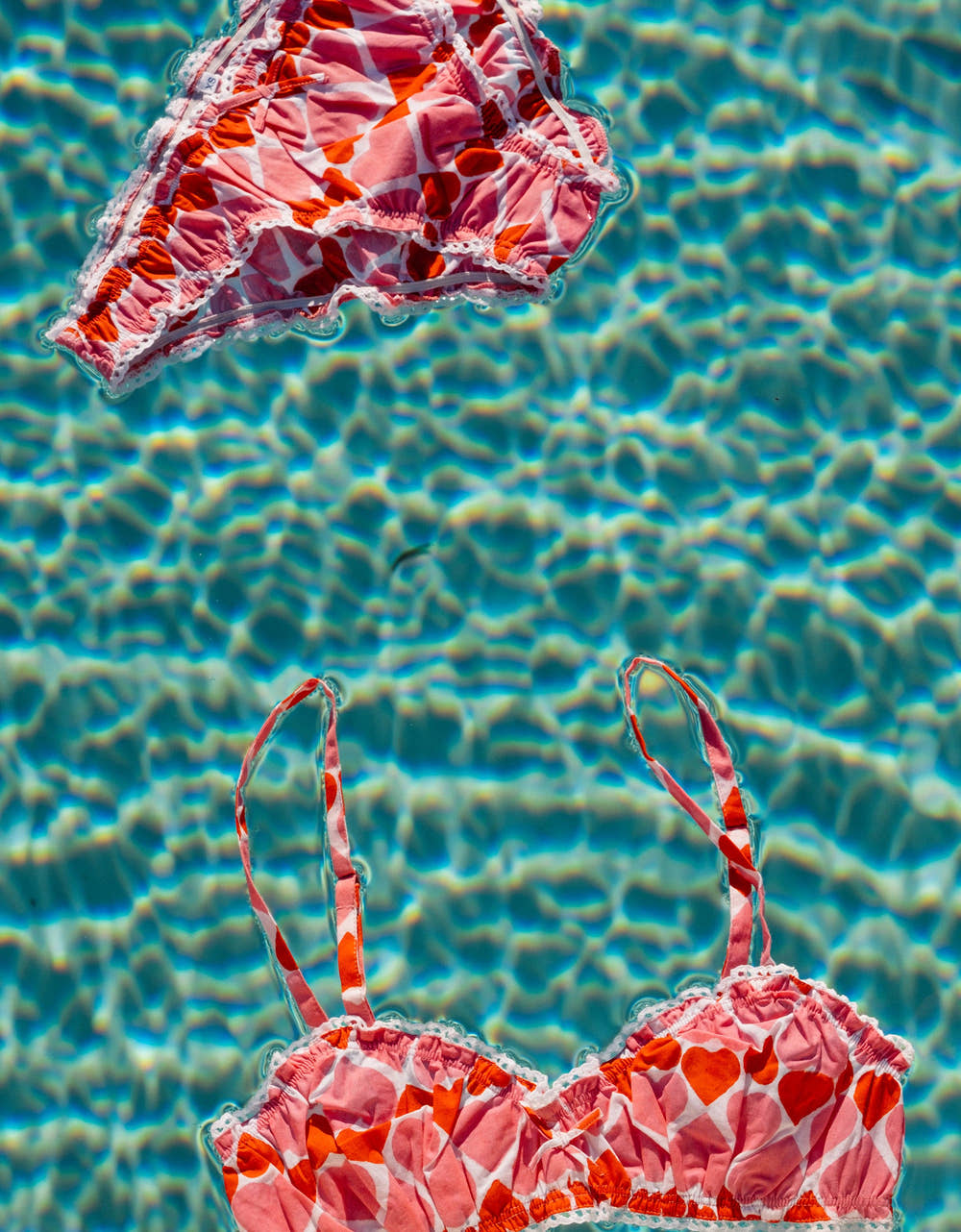 Pink City Prints Retro Loveheart Bra and Pants Set