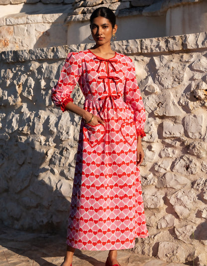 Pink City Prints Retro Loveheart Zoey Dres