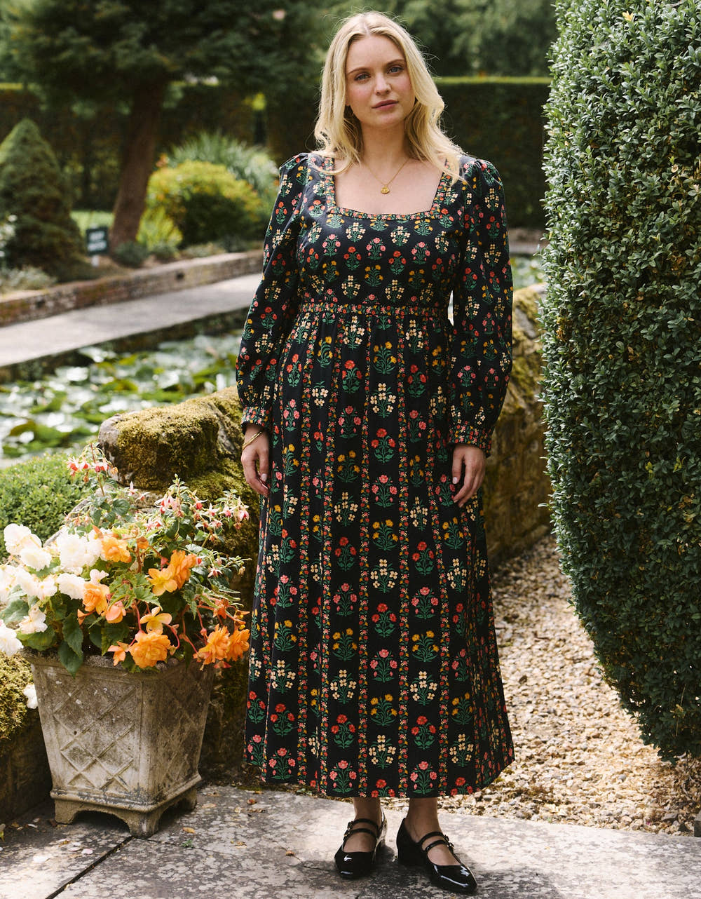 Pink City Prints Rose Border Cornelia Dress