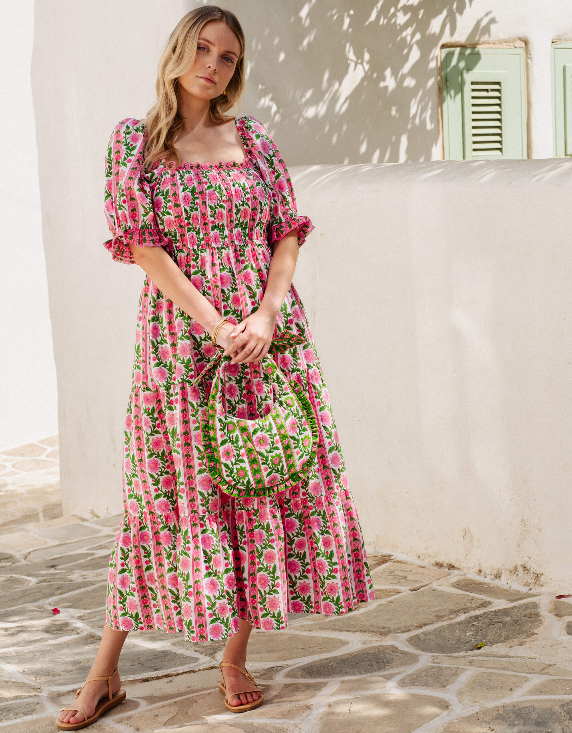 Pink City Prints Rose Border Palermo Dress