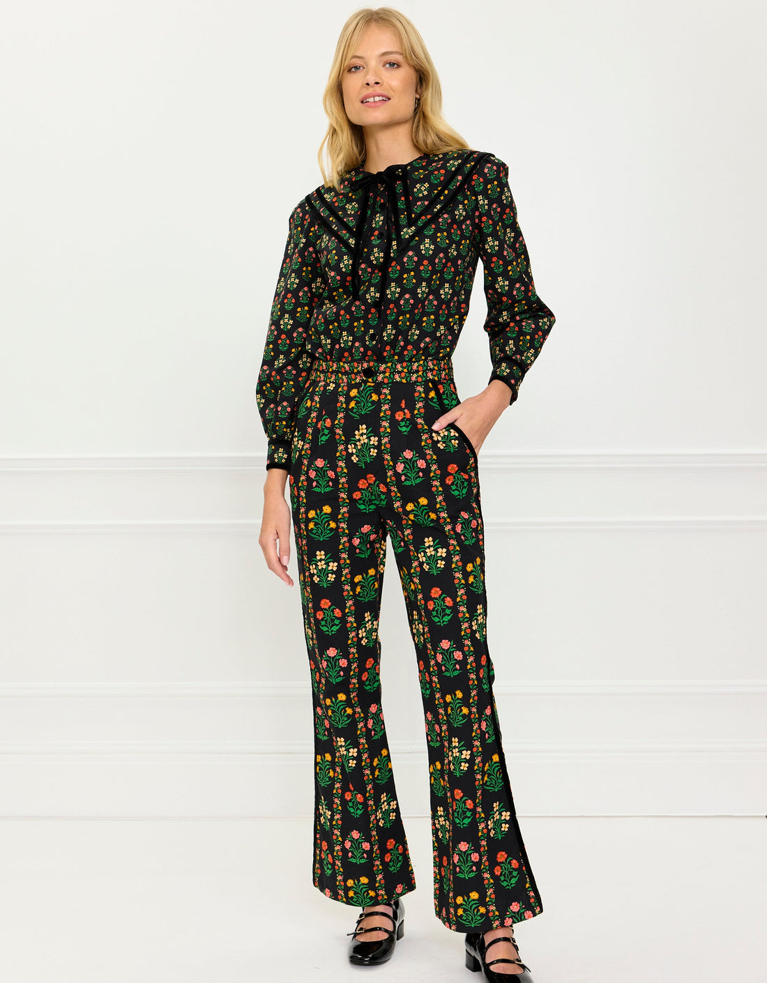 Pink City Prints Rose Border Romy Trousers