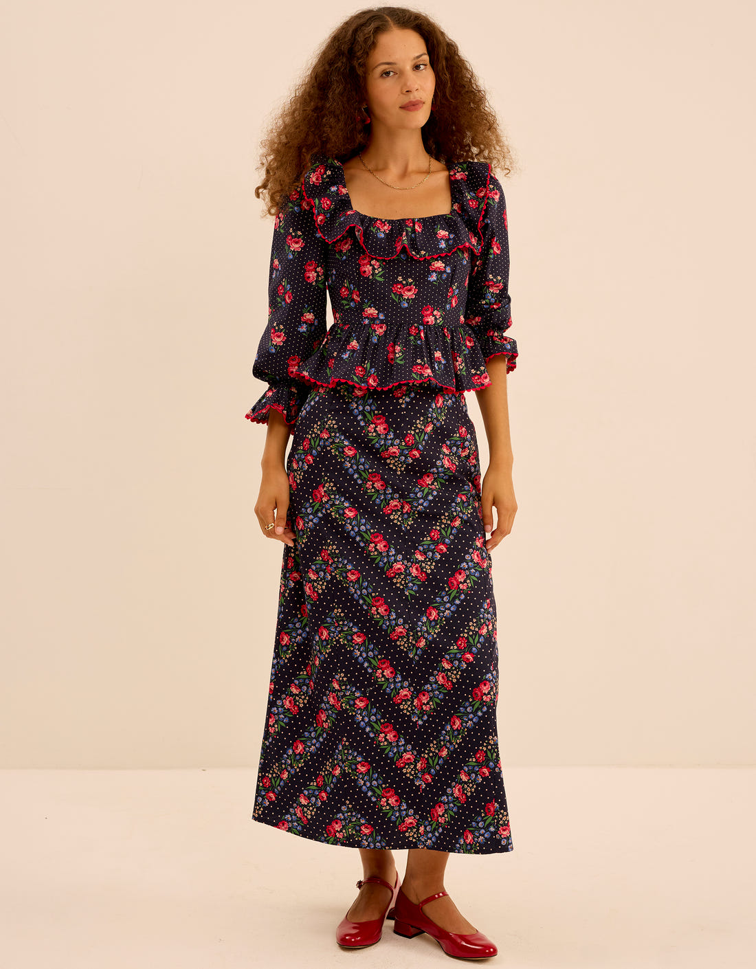 Pink City Prints Rose Chevron Kezia Skirt