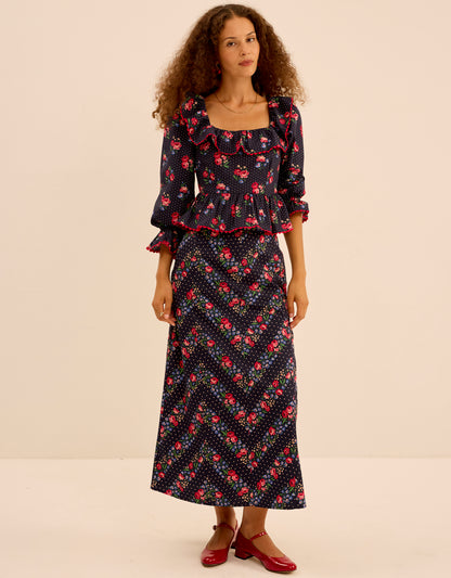 Pink City Prints Rose Chevron Kezia Skirt
