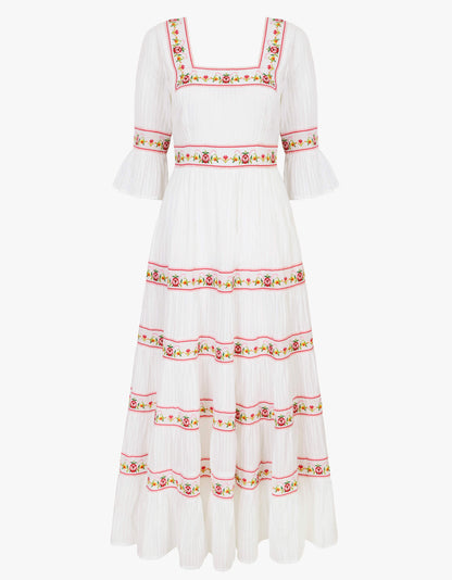 Pink City Prints Rose Cross Stitch Celine Dress