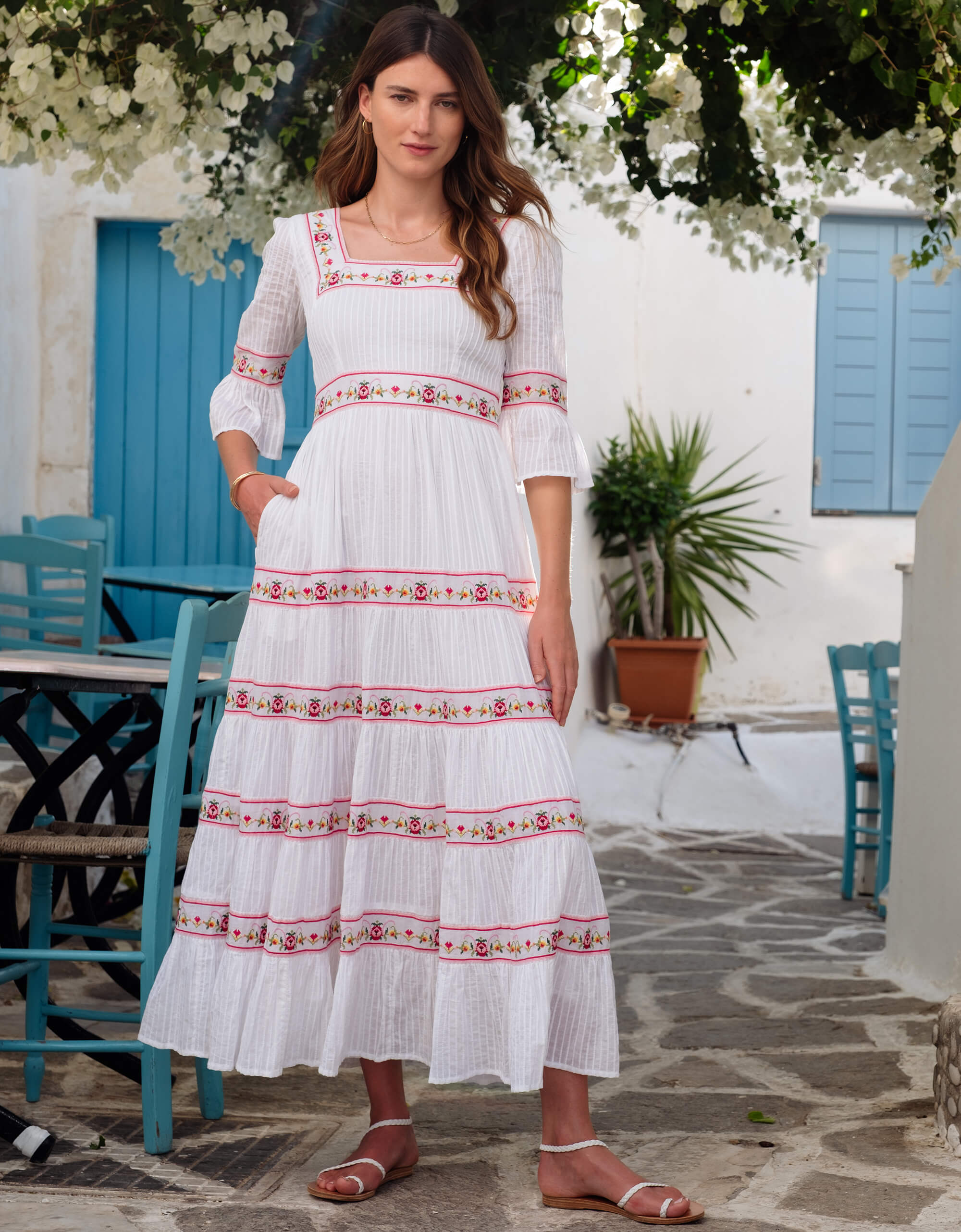 Pink City Prints Rose Cross Stitch Celine Dress