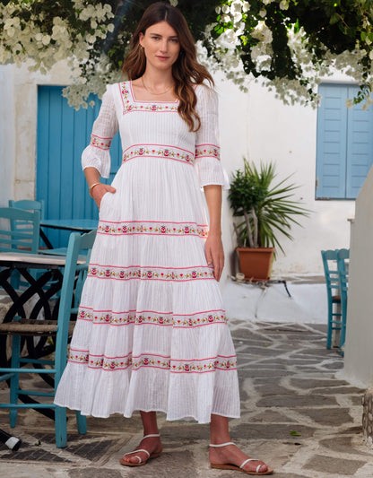 Pink City Prints Rose Cross Stitch Celine Dress