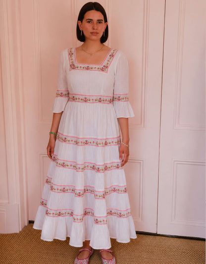 Pink City Prints Rose Cross Stitch Celine Dress