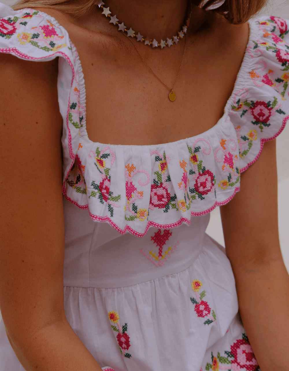 Pink City Prints Rose Cross Stitch Pippa Dress