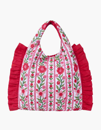 Pink City Prints Rose Folk Ruffle Clutch