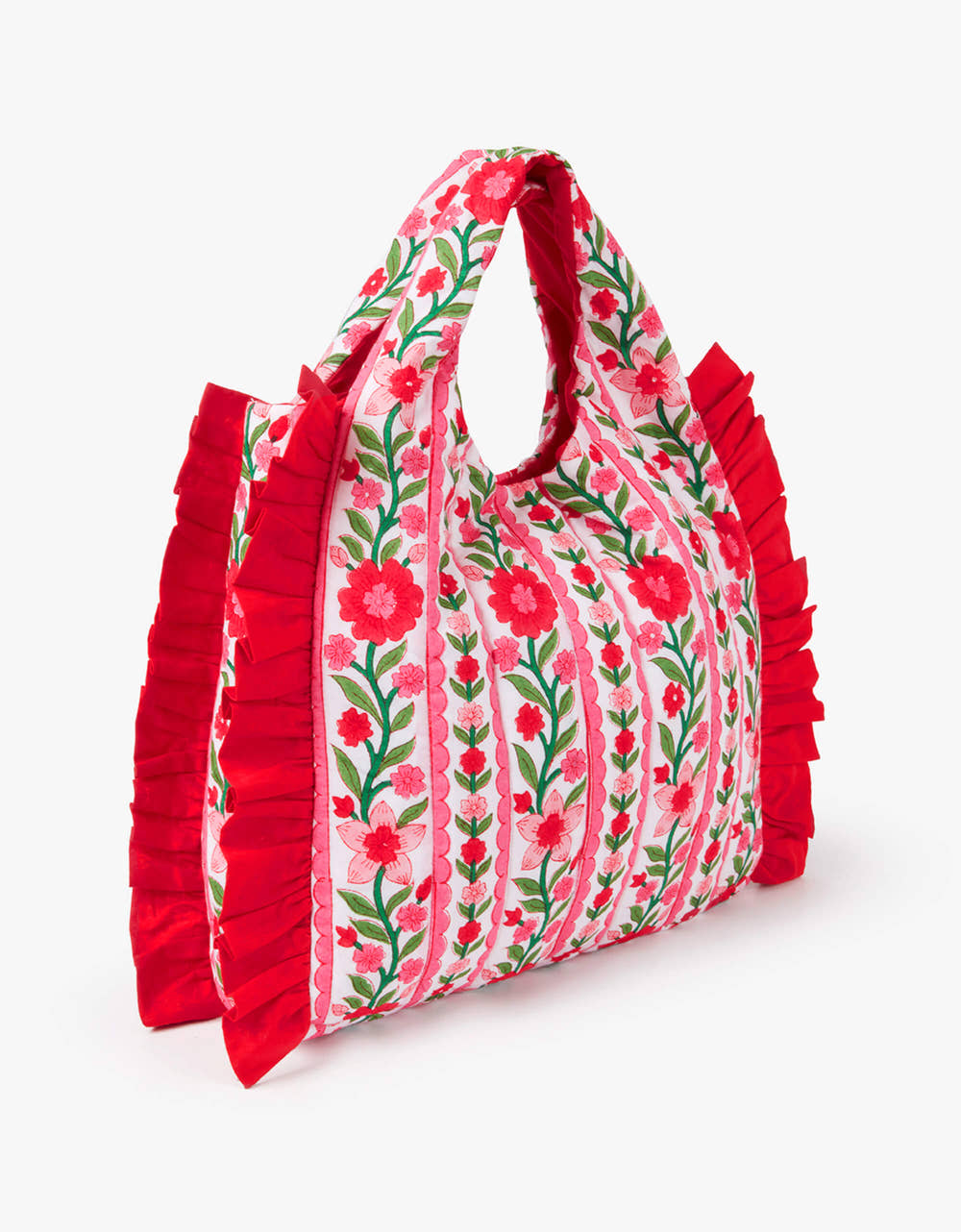 Pink City Prints Rose Folk Ruffle Clutch