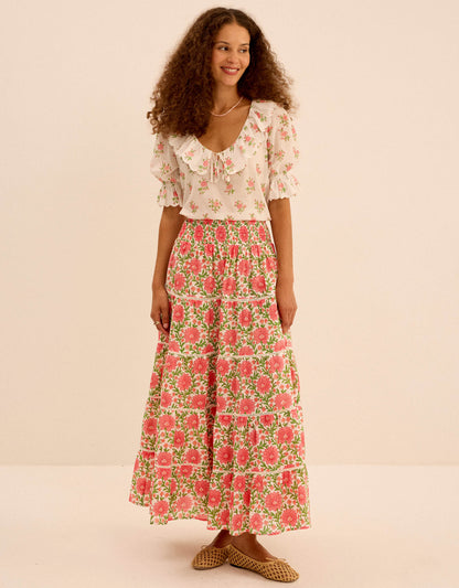 Pink City Prints Rosebud Meadow Rah Rah Skirt