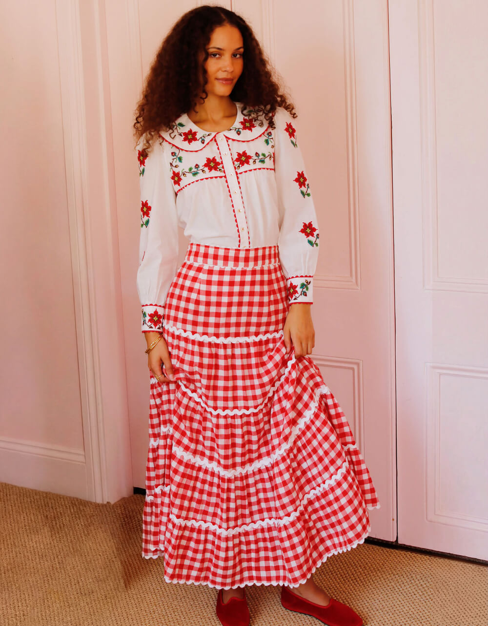 Pink City Prints Ruby Gingham Etta Skirt