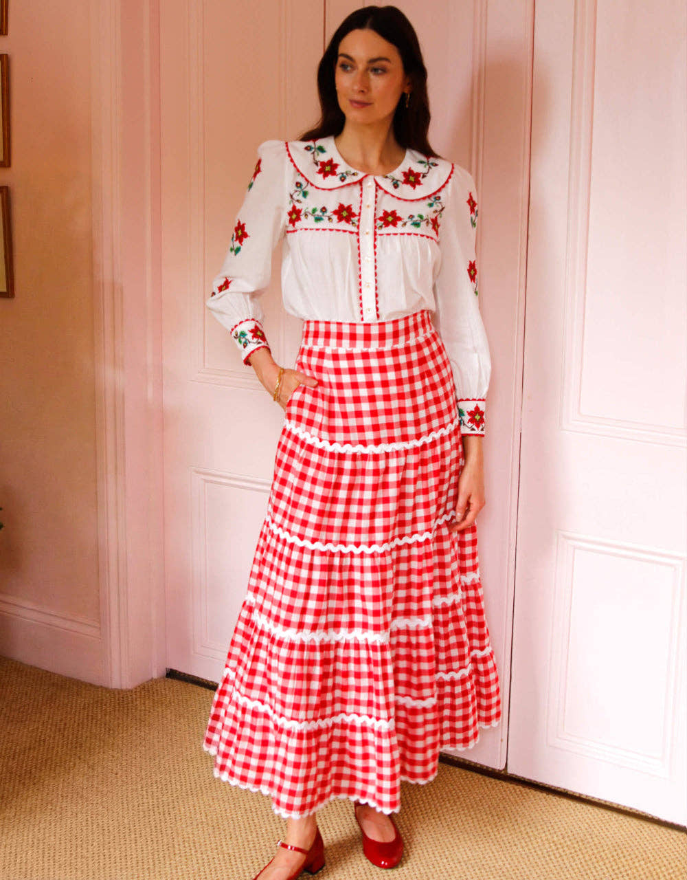 Pink City Prints Ruby Gingham Etta Skirt