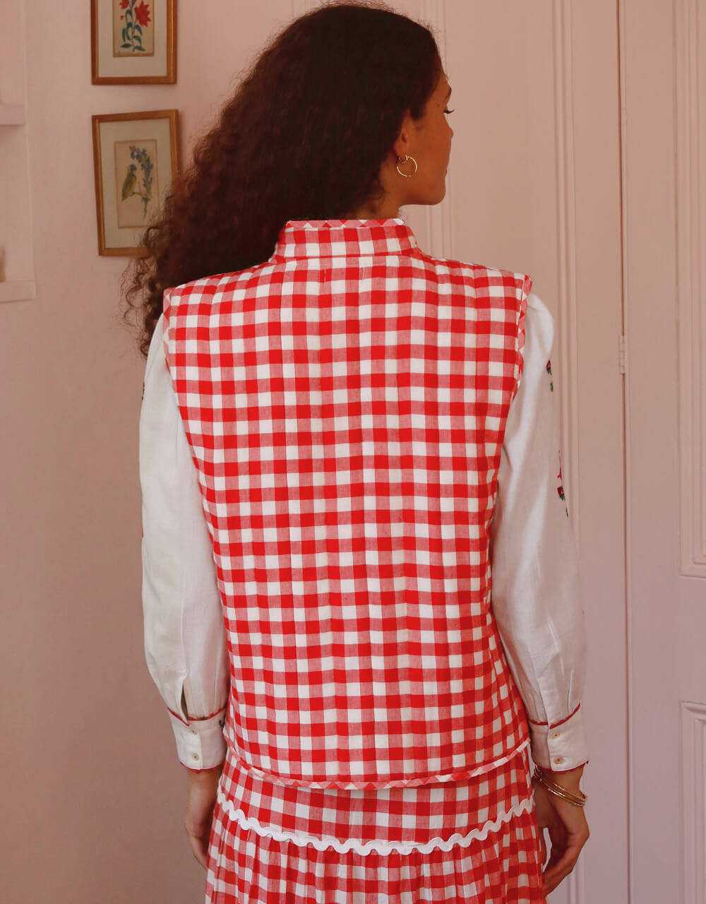 Pink City Prints Ruby Gingham Maggie Gilet