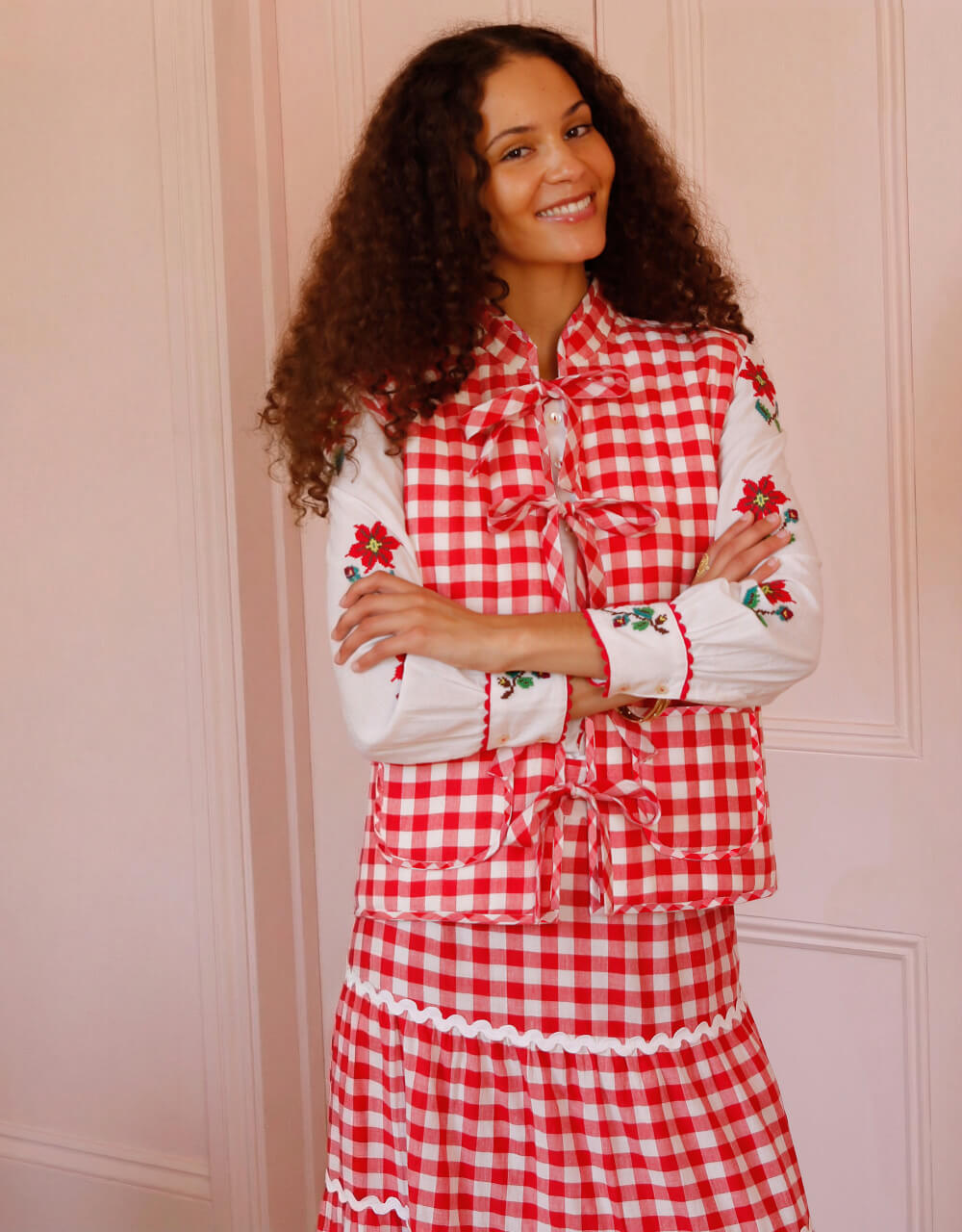 Pink City Prints Ruby Gingham Maggie Gilet