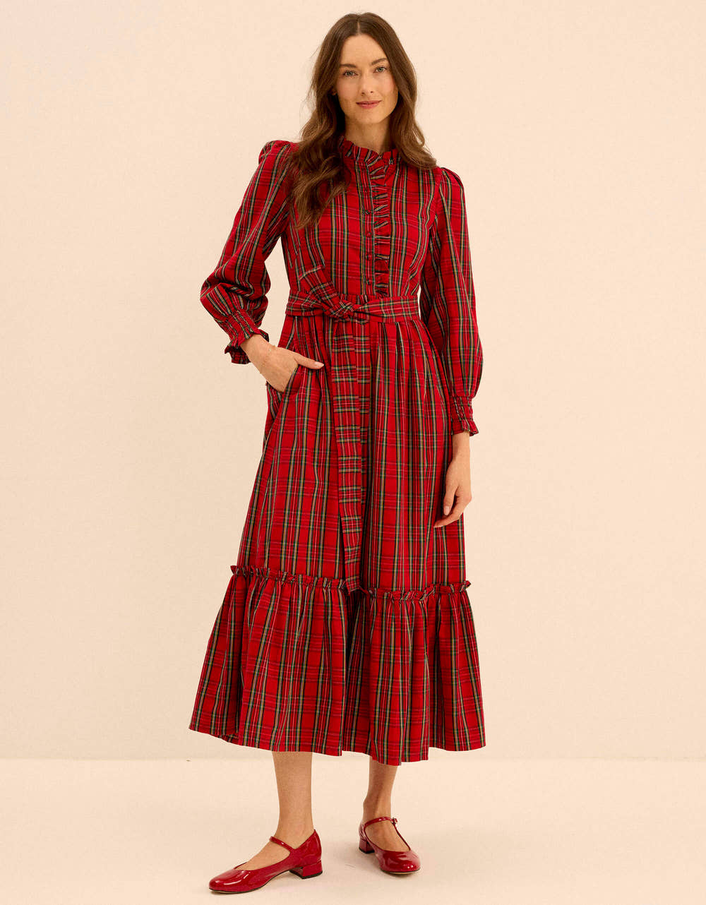 Pink City Prints Ruby Tartan Charlotte Dress