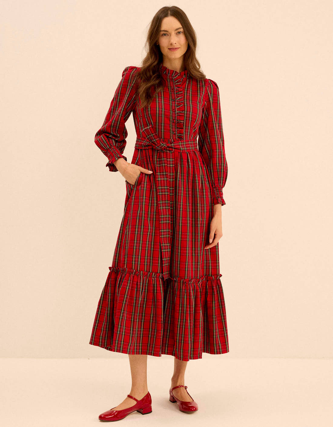 Pink City Prints Ruby Tartan Charlotte Dress