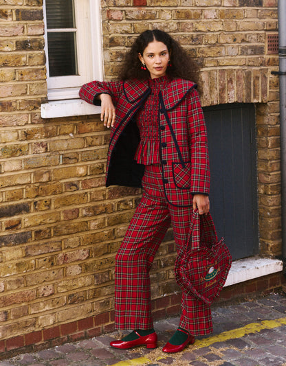 Pink City Prints Ruby Tartan Hand-loomed Heart Bag