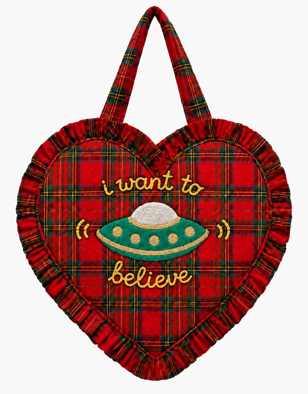 Pink City Prints Ruby Tartan Heart Bag
