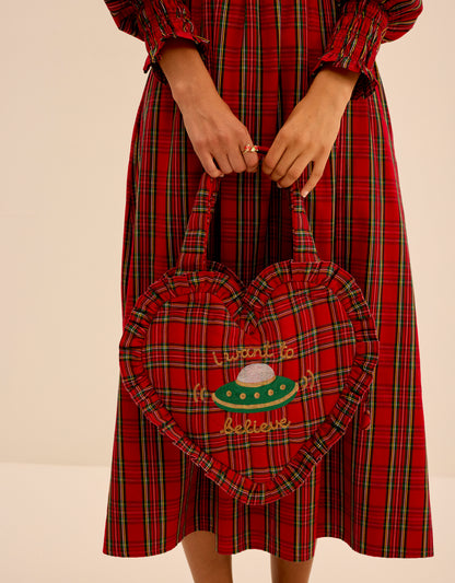 Pink City Prints Ruby Tartan Heart Bag