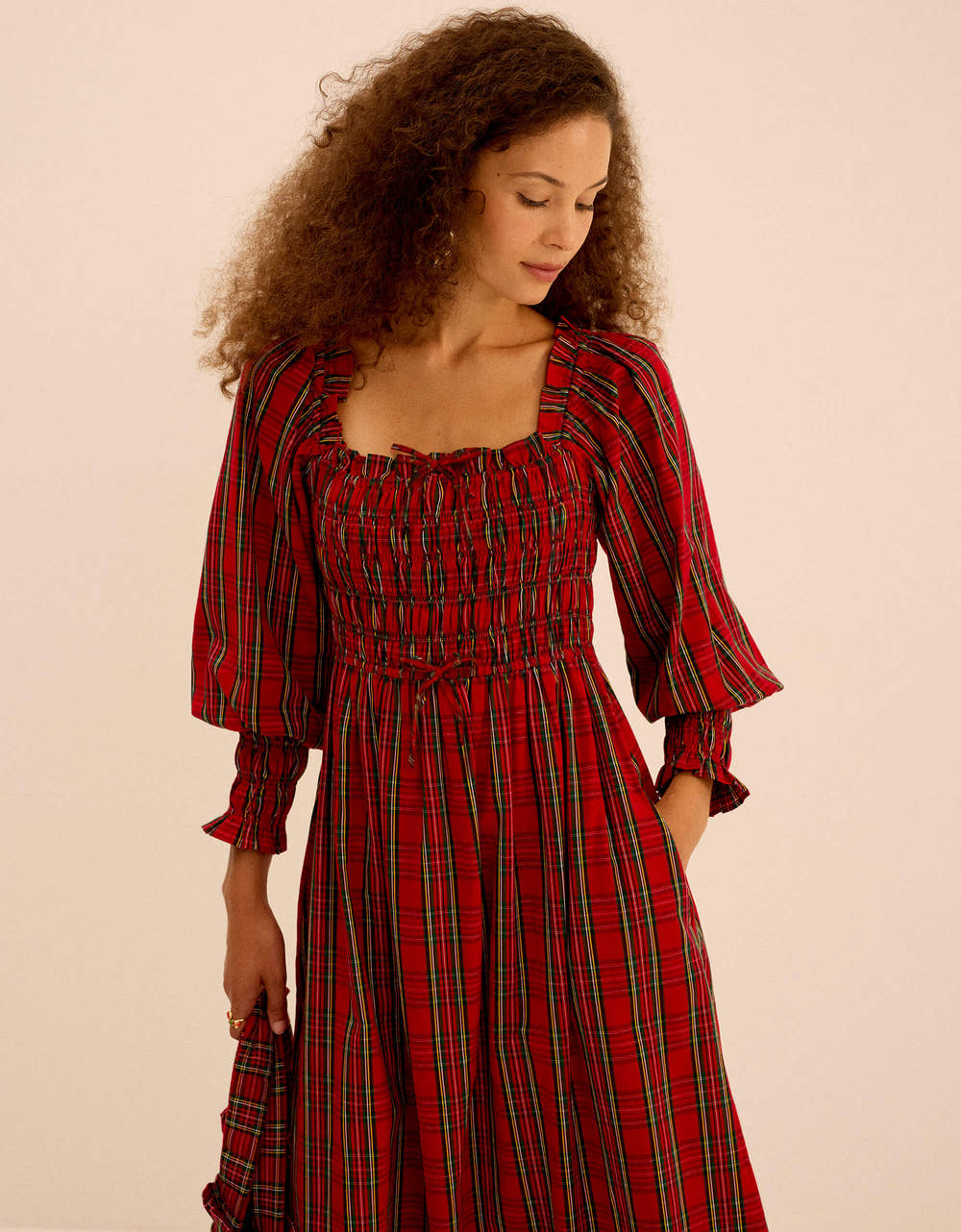 Pink City Prints Ruby Tartan Isla Dress