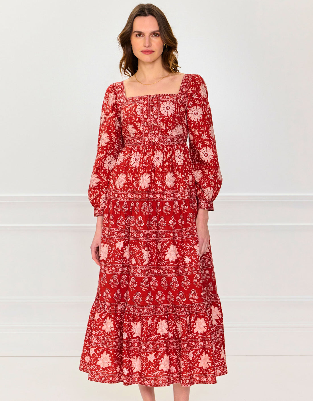 Pink City Prints Rust Borders Lucia Dress