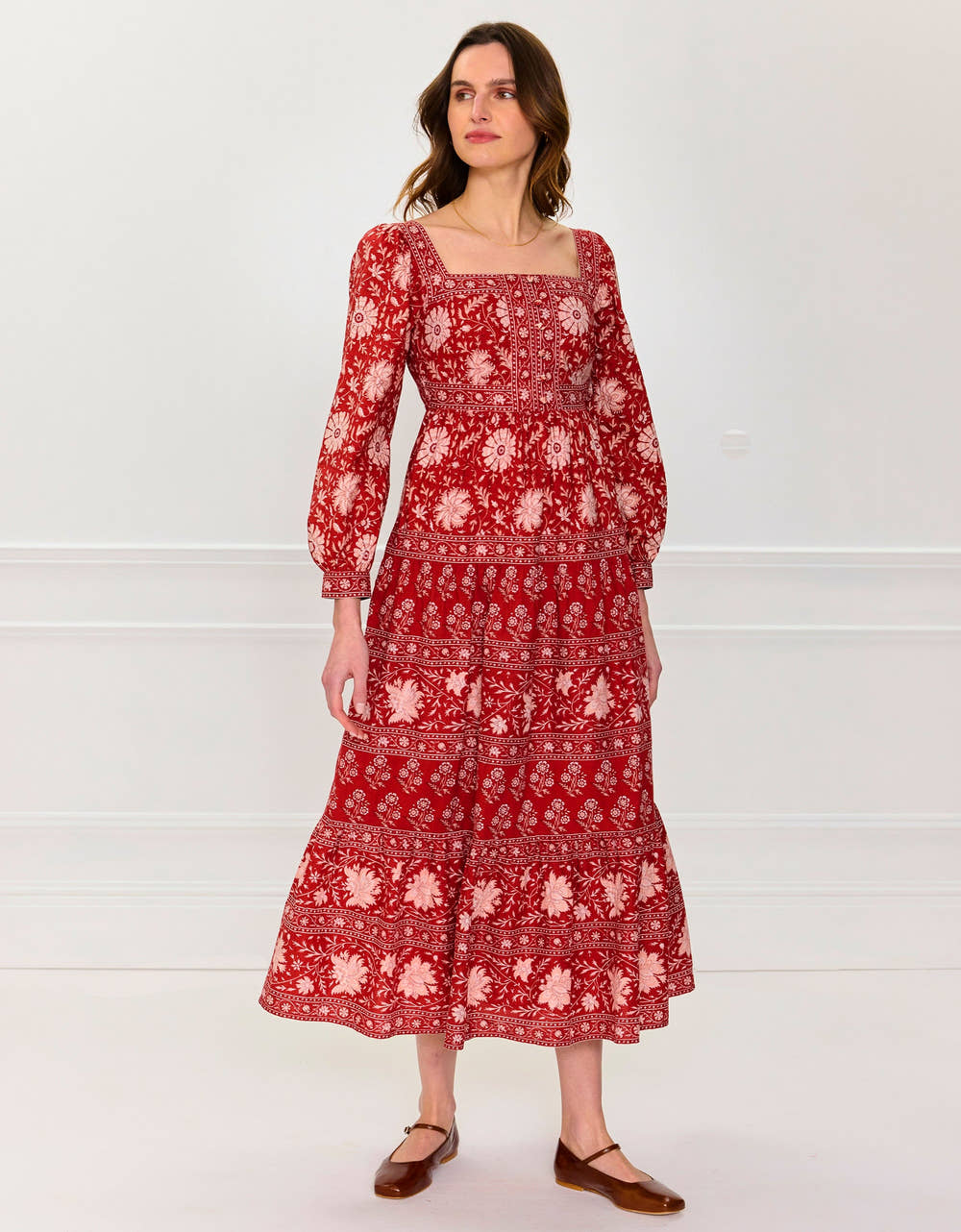 Pink City Prints Rust Borders Lucia Dress