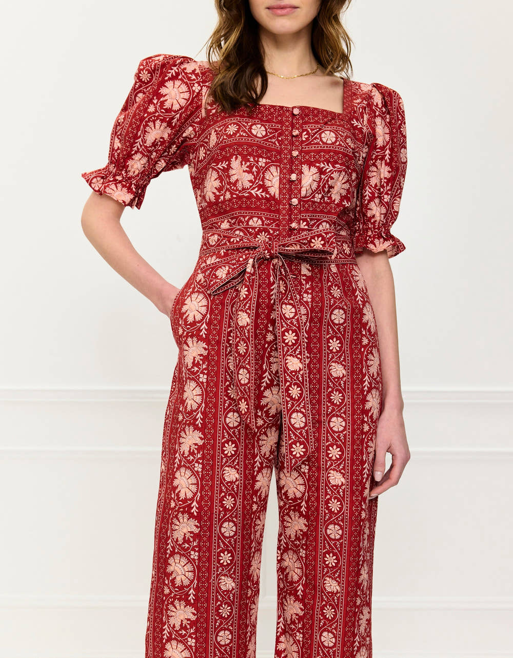 Pink City Prints Rust Borders Ottie Jumpsuit