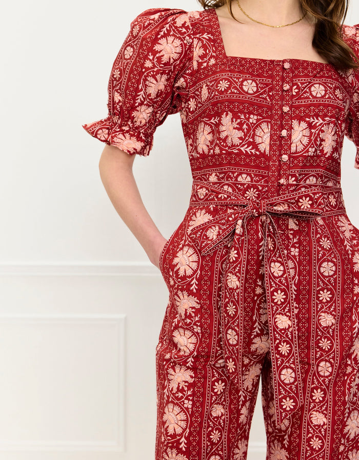 Pink City Prints Rust Borders Ottie Jumpsuit