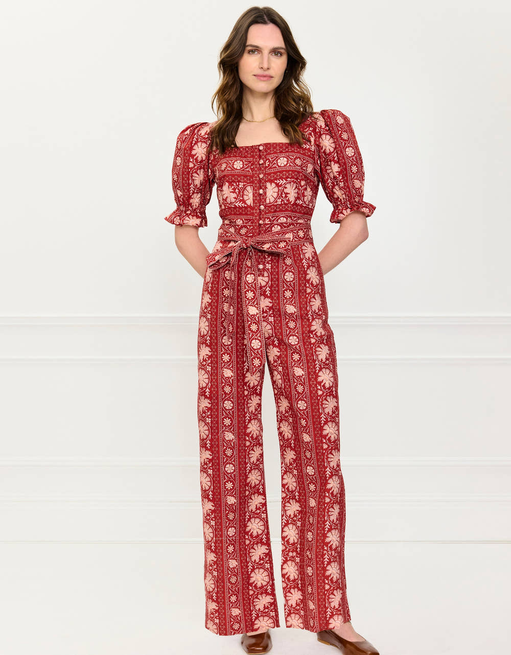 Pink City Prints Rust Borders Ottie Jumpsuit
