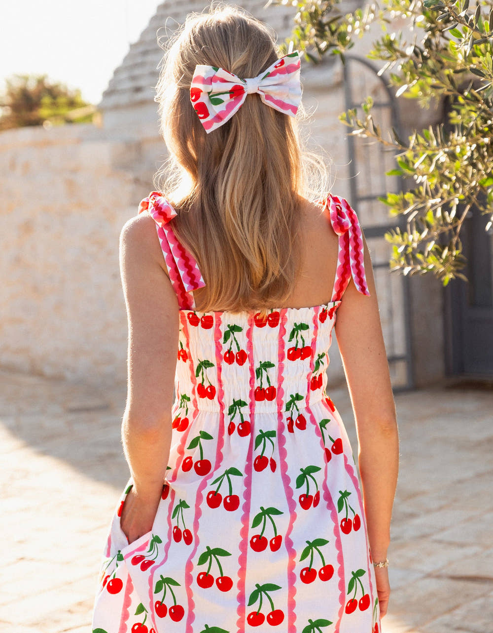 Pink City Prints Scalloped Cherry Immy Dress