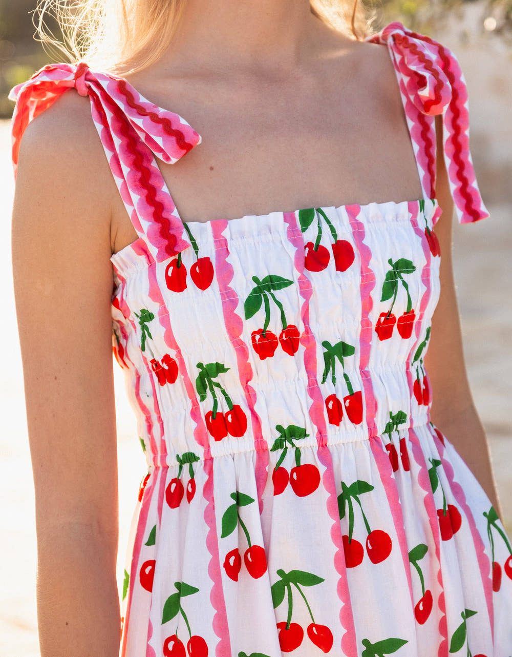 Pink City Prints Scalloped Cherry Immy Dress