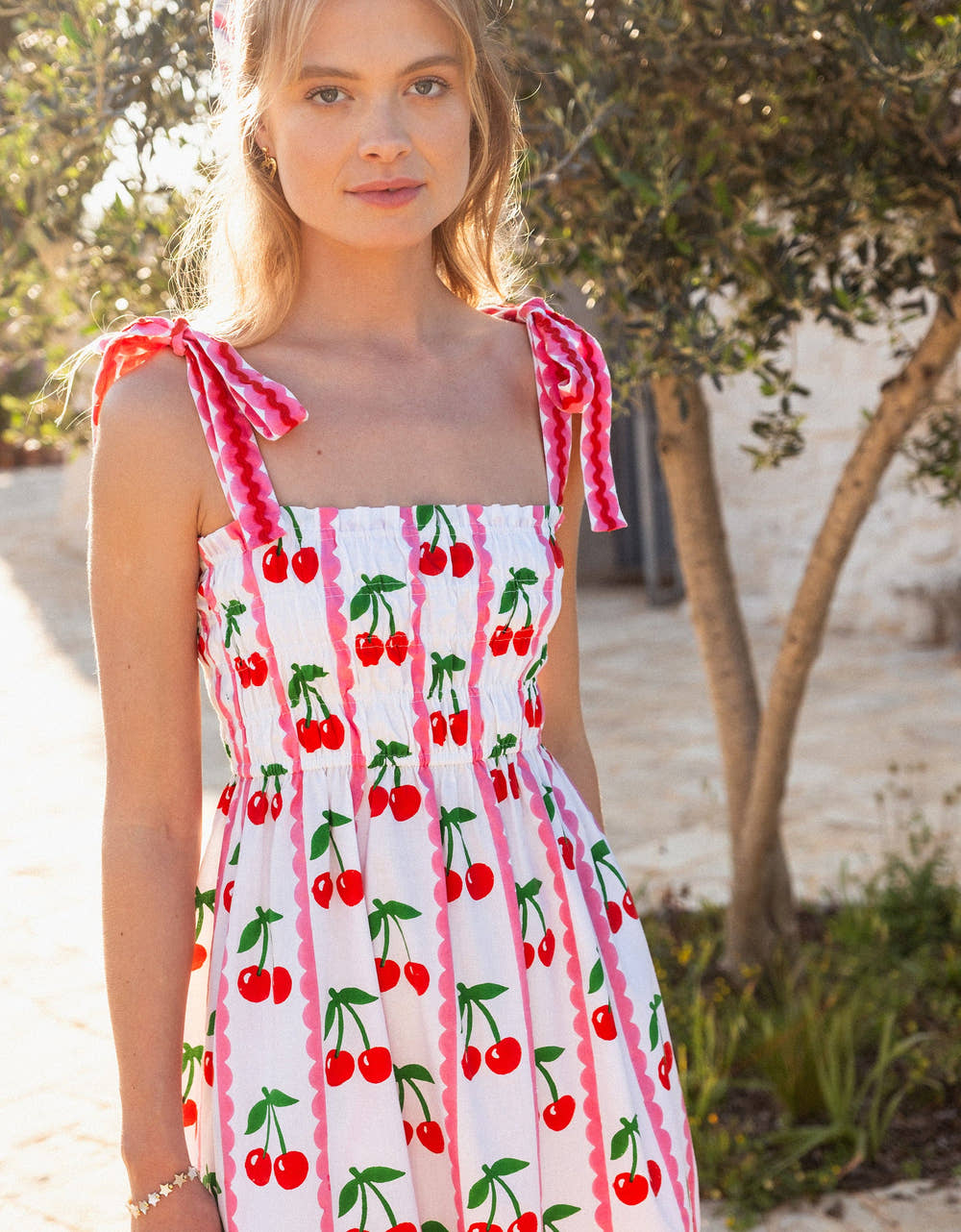 Pink City Prints Scalloped Cherry Immy Dress