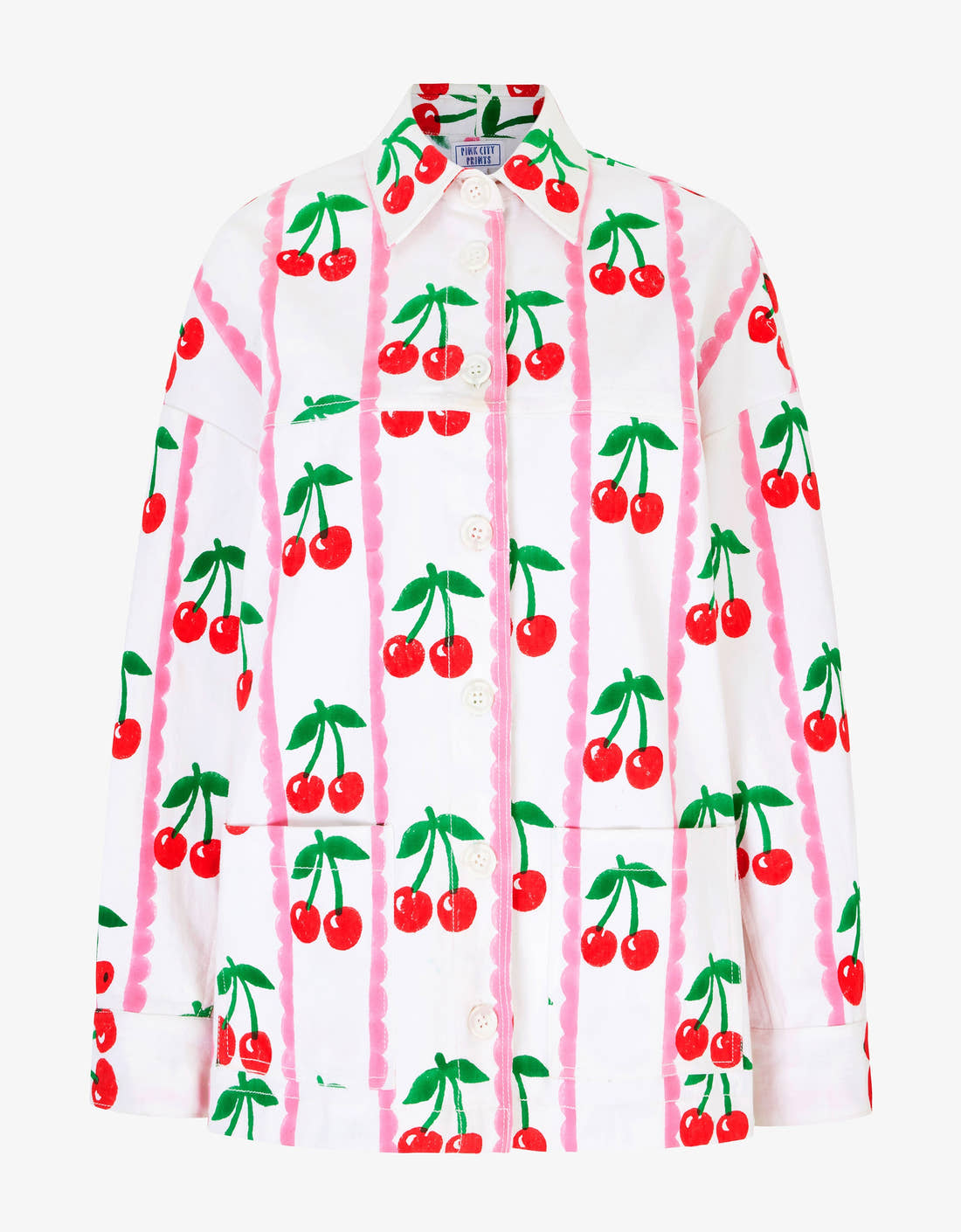 Pink City Prints Scalloped Cherry Romy Jacket