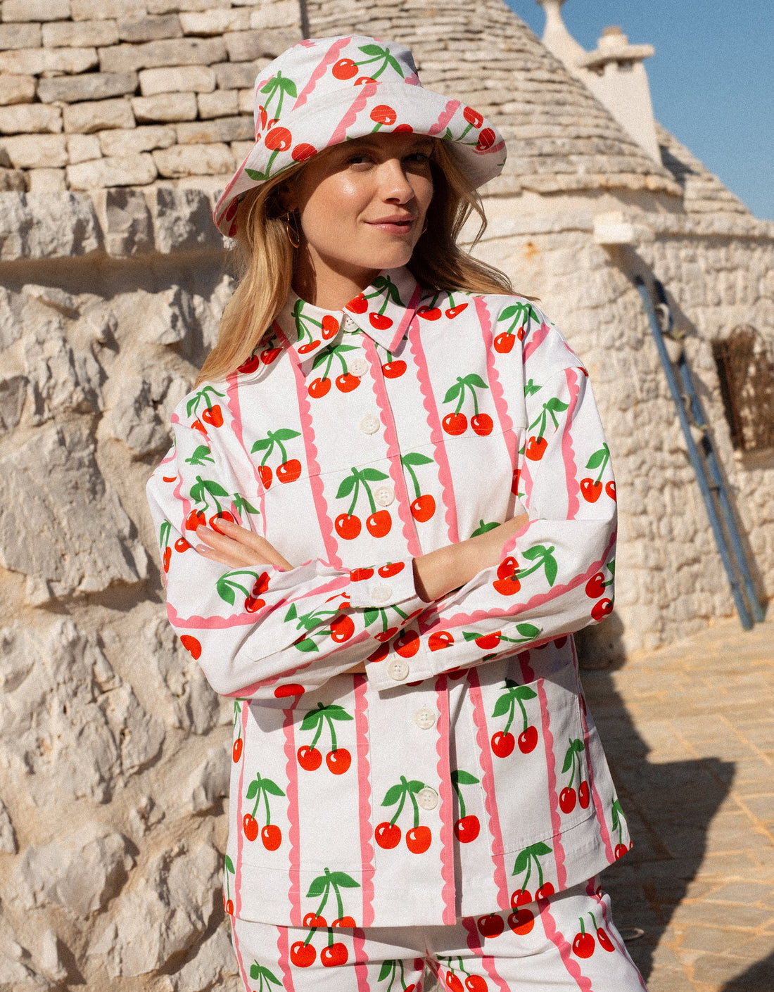 Pink City Prints Scalloped Cherry Romy Jacket