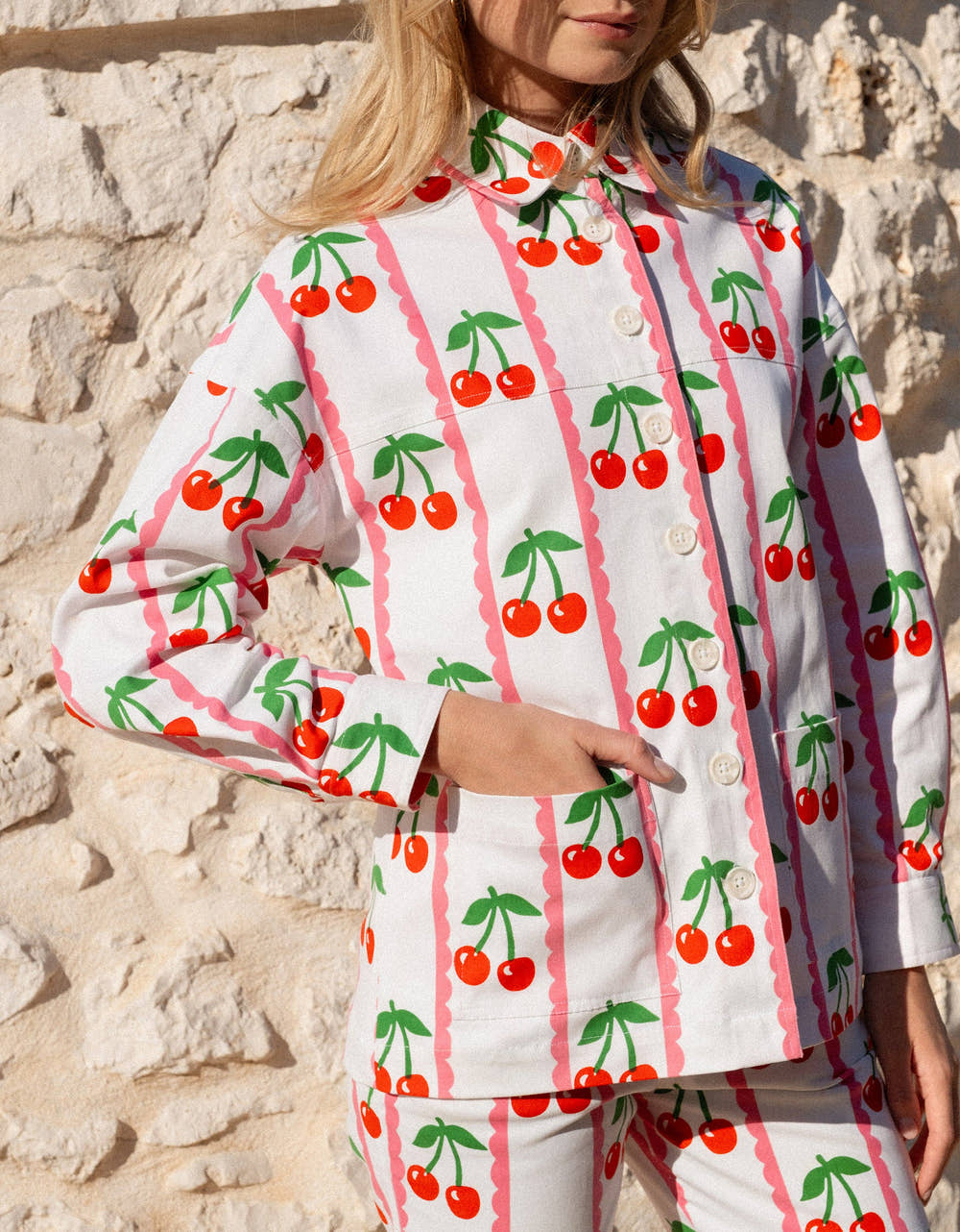 Pink City Prints Scalloped Cherry Romy Jacket