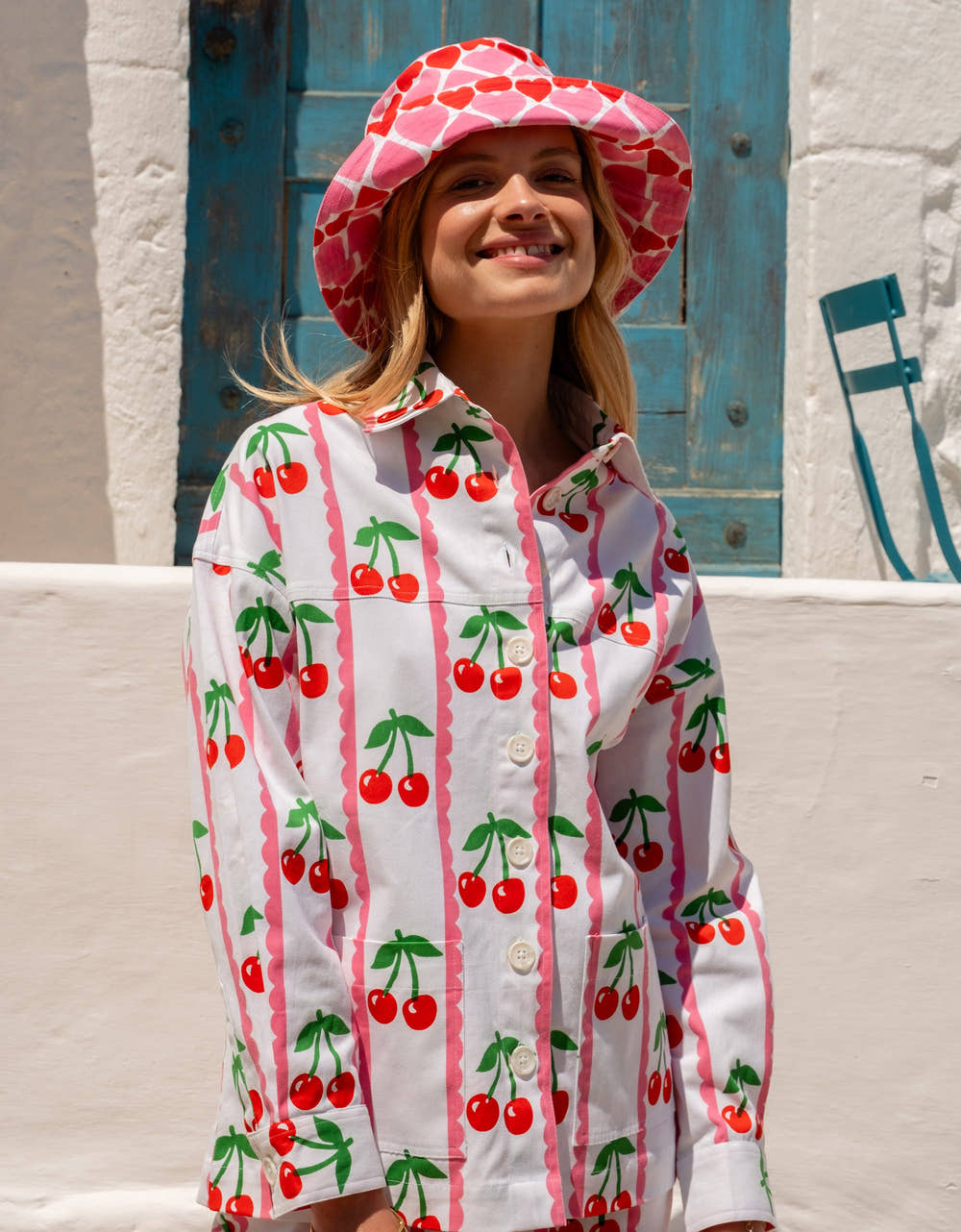 Pink City Prints Scalloped Cherry Romy Jacket