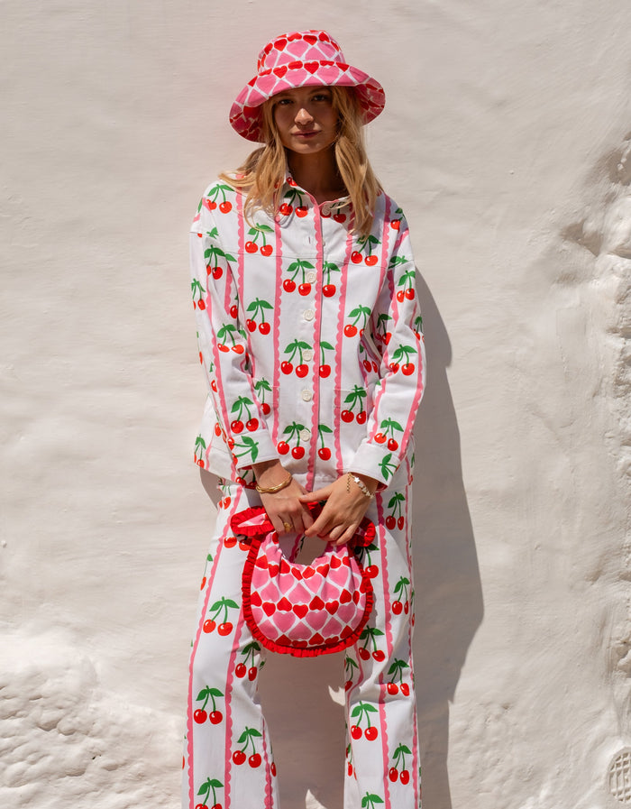 Pink City Prints Scalloped Cherry Romy Trousers