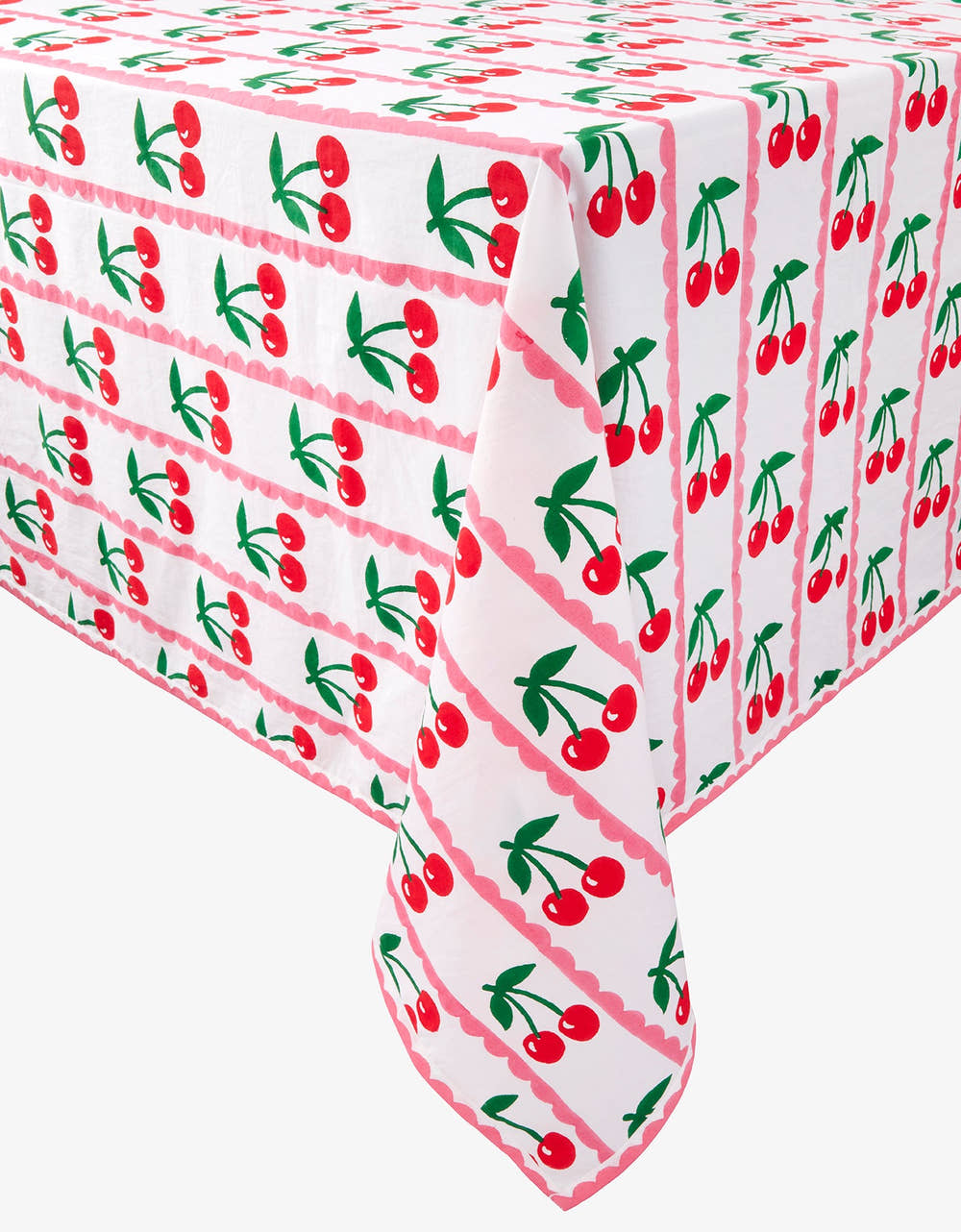 Pink City Prints Scalloped Cherry Tablecloth