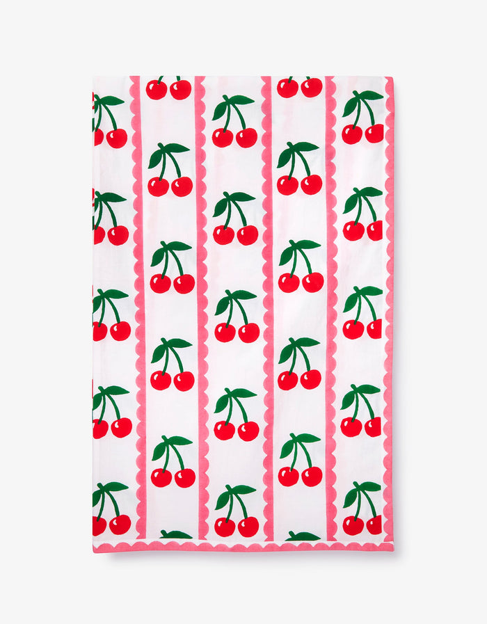 Pink City Prints Scalloped Cherry Tablecloth