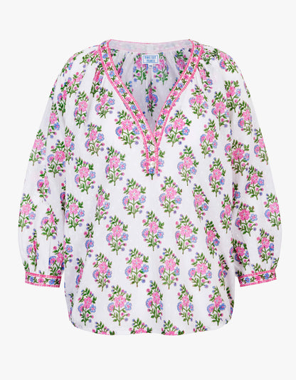 Pink City Prints Schiffli Folk Posey Boho Blouse