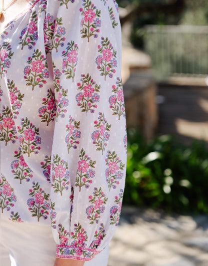 Pink City Prints Schiffli Folk Posey Boho Blouse