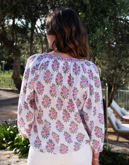 Pink City Prints Schiffli Folk Posey Boho Blouse
