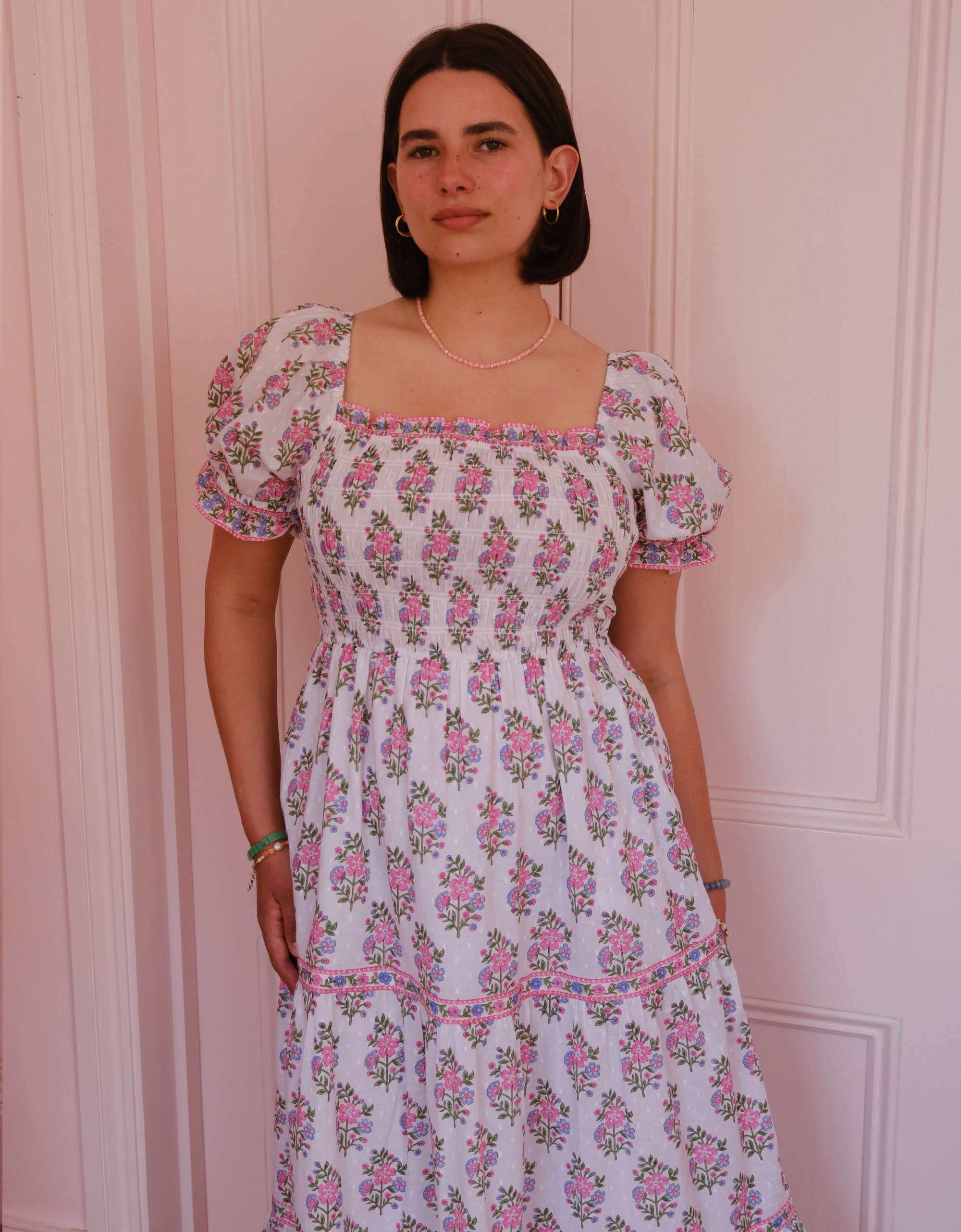 Pink City Prints Schiffli Folk Posey Palermo Dress