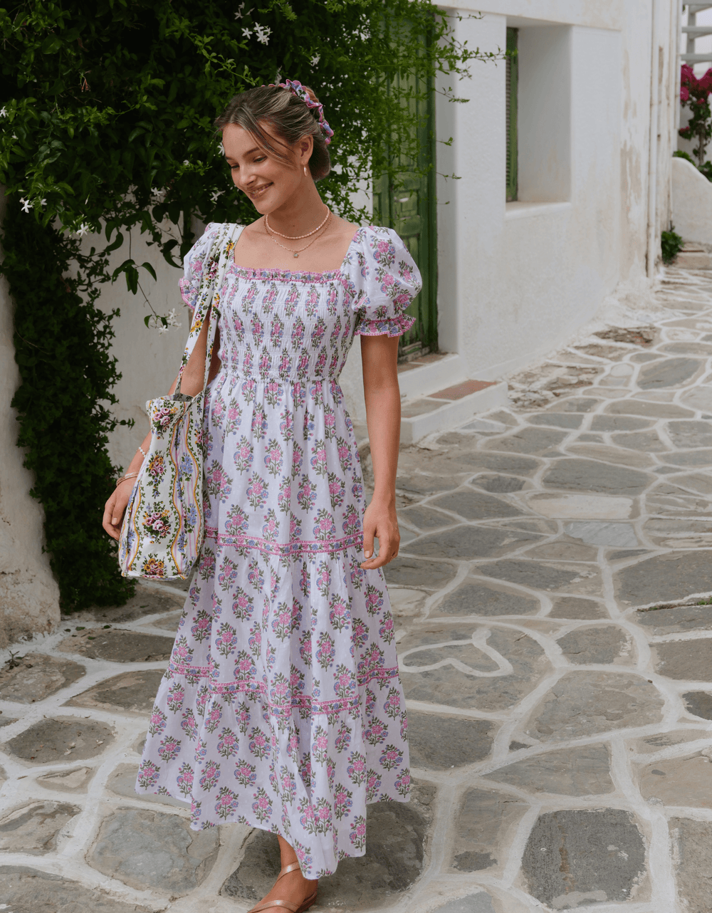 Pink City Prints Schiffli Folk Posey Palermo Dress