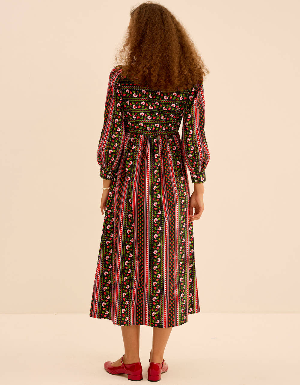 Pink City Prints Strawberry Border Polly Dress