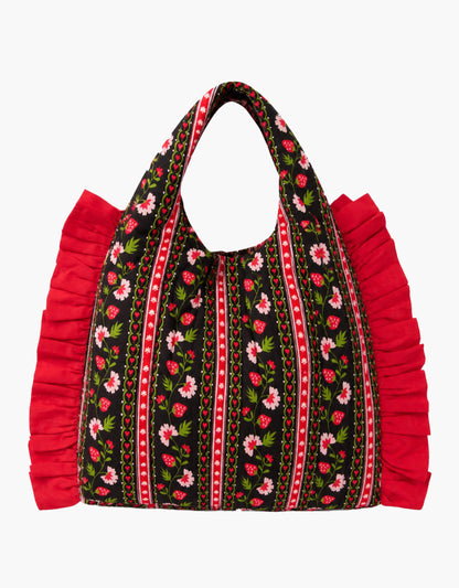 Pink City Prints Strawberry Border Ruffle Clutch