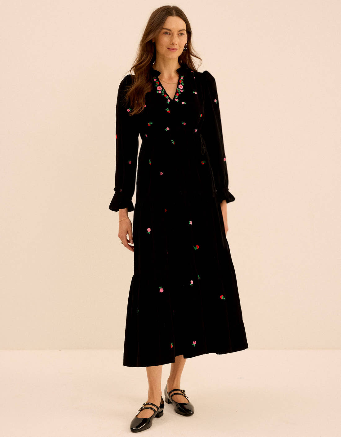 Pink City Prints Strawberry Embroidery Amelia Dress