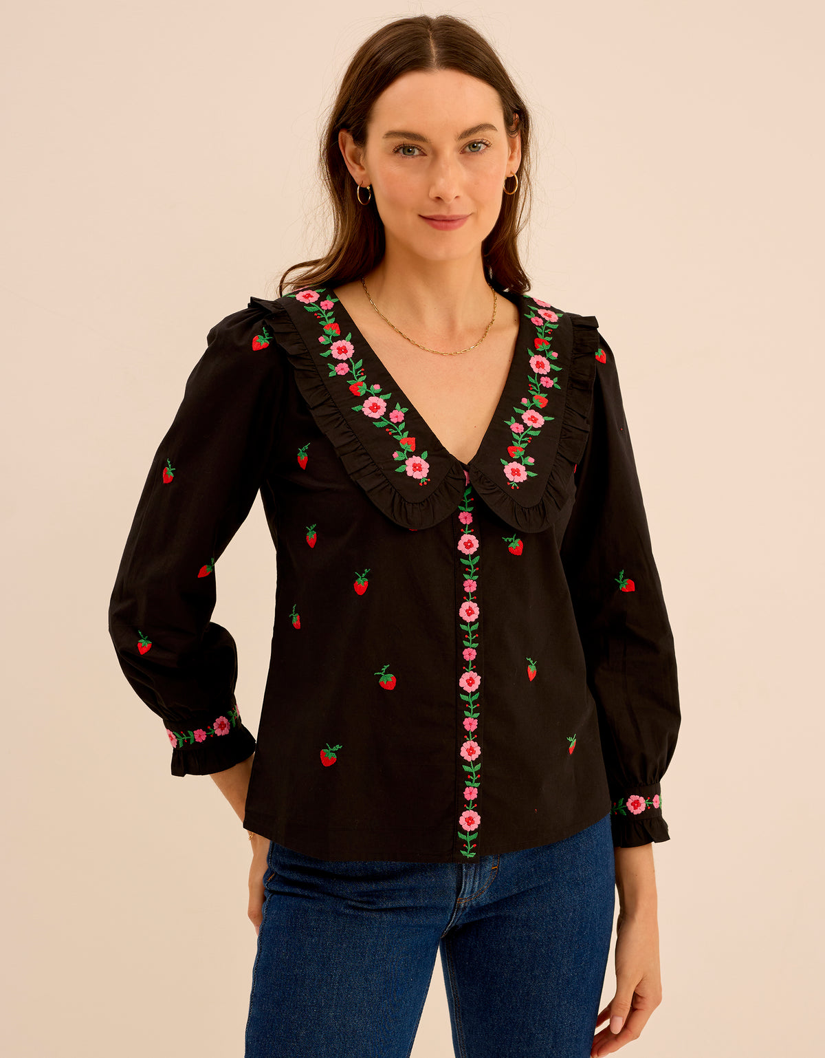 Strawberry Embroidery Esme Blouse