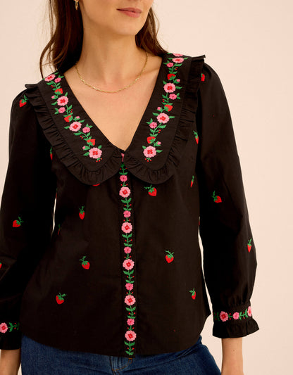 Pink City Prints Strawberry Embroidery Esme Blouse